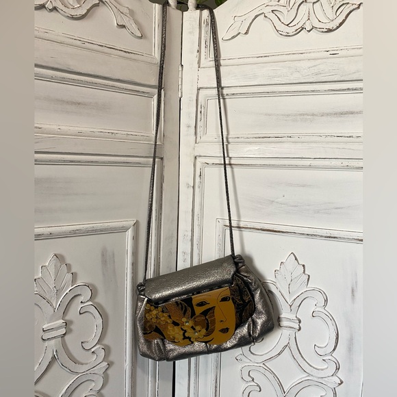 Vintage Moon Bag 1987 Patricia Smith Metallic Hand Painted Changeable Purse 80s - Picture 5 of 14